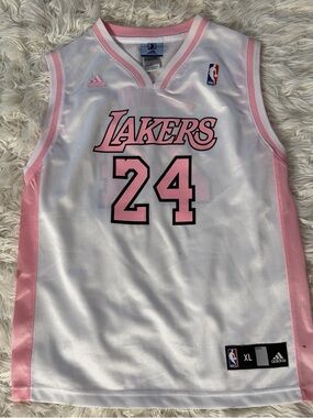 adidas White and Pink NBA Mesh Jersey (XL) 16